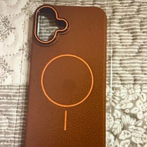 Elegant Brown Phone Case with Orange Accents